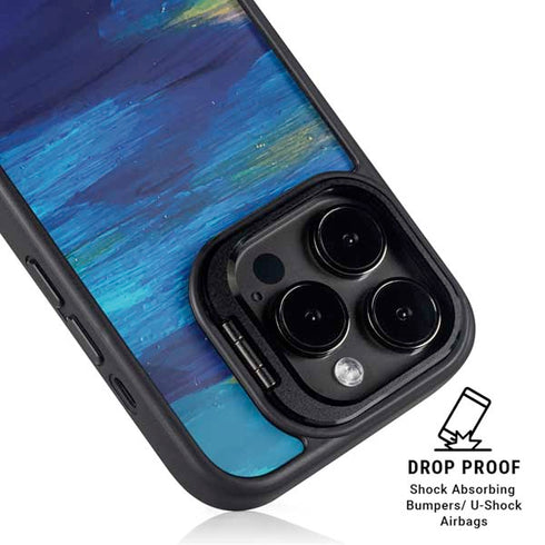 Ocean Blue Brush Stroke by Etta Vee iPhone 14 Pro Kickstand Case